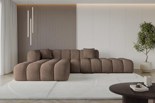 ALTDECOR Ecksofa in L-Form Corner Sofa Bett Eckcouch Couch Wohnlandschaft Cauchsofa Olea-L2-289x176x71 cm Braun