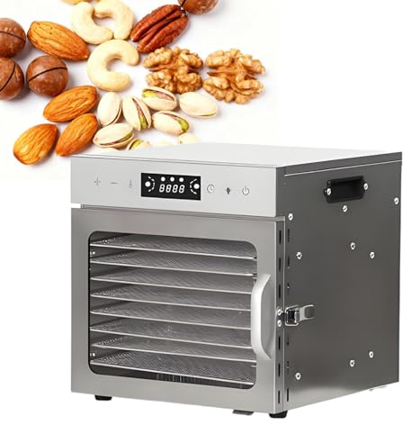WTRYRN Stainless Steel Dehydrater,Dehydrators for Jerky,Food Dehydrator Machine, Adjustable Timer,Dehydrators for Fruits and Vegetables, Dog Treats, Herbs & Meat 8Layer