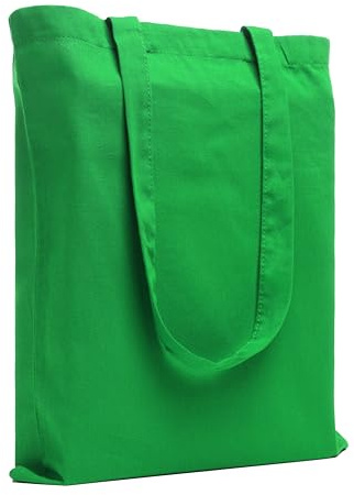 LEATEX Stoffbeutel 38×42 cm – Baumwolltasche 145 g/m², unbedruckt mit langen Henkeln (70 cm) – Einkaufstasche & Jutebeutel-Alternative – zum Bemalen & Bedrucken - Farbigen (Grün)