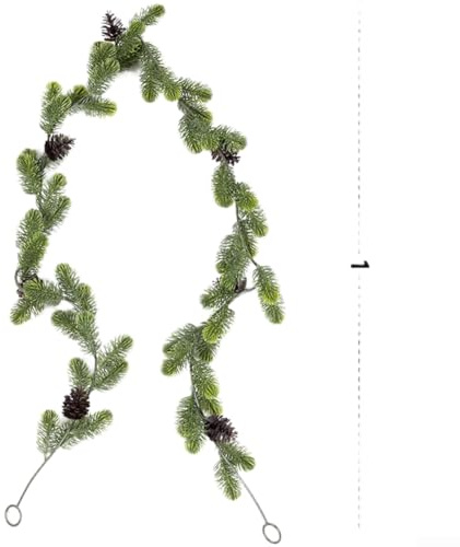 TONIXY Künstliche Efeu-Girlande mit roten Beeren und Tannennadel, Wandbehang für Ferienhausdekoration (A)