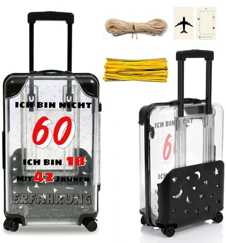 Buyzzus Reise Geschenk Reise Mini Koffer Spardose Reisekoffer Kreative Mini Koffer Geschenk Geldgeschenk Mini-Reisekoffer für Frauen Männer Reisekasse (60. Geburtstag)