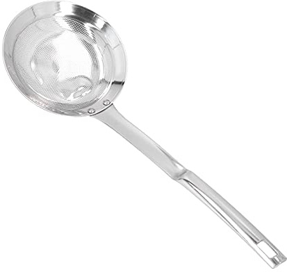 OEBUAFI Colino per Alimenti a Maglia Fine con Cucchiaio per Schiumarola in Acciaio Inossidabile 304 per Scremare il Grasso da Zuppe e Brodo per i Buongustai