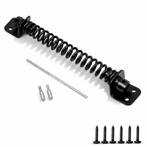 Navoys 8 Gate Spring for Wooden Gates | Adjustable Automatic Gate Closer Spring, Powder Coated Metal Door Spring with Fittings Included for Outdoor Garden Gates & Doors