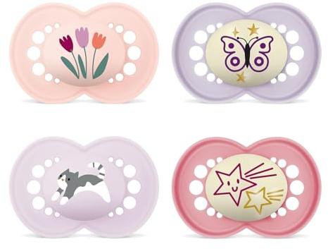MAM Day & Night Silikon Schnuller 16+ // 4er Set // inkl. 2 Sterilisiertrasportboxen