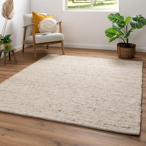 Steffensmeier Handwebteppich Benin aus 100% Schurwolle in Beige, mit Fusselstopp, Größe: 130x190 cm