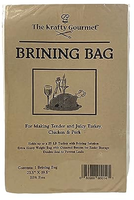 Krafty Gourmet Brining Bag, Heavy Duty with Double Seal For Juicy Turkey, Bottom Gusset For Easy Storage, BPA Free, Clear, 23.5 X 19.5 Pack of 1