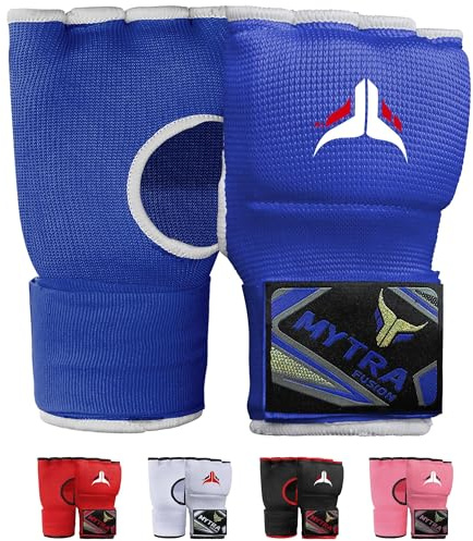 Mytra Fusion Kids Hybrid Boxing Inner Gloves Hand Wraps Gel Padded Punching Boxing MMA Muay Thai inner Gloves (Blue, Junior)
