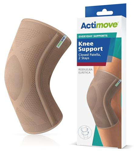 Actimove® Everyday Supports Kniebandage, geschlossene Patella, 2 Streben, feste Kompression für zusätzliche Stabilität und Unterstützung, Beige, Größe L