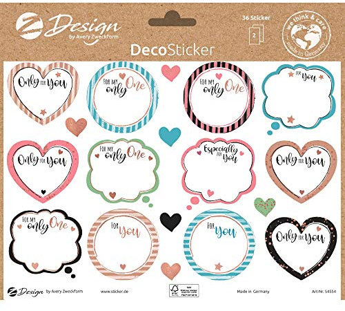 AVERY Zweckform Geschenkaufkleber 36 Sticker For You (Etiketten auf A5 Bogen, beschriftbare Klebeetiketten für Geburtstag, Geschenke und Karten, mit Bronzeeffekt) 54554
