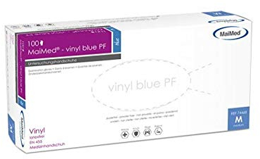 Maimed Guanti in vinile blu PF Gr. L, guanti in vinile senza polvere usa e getta