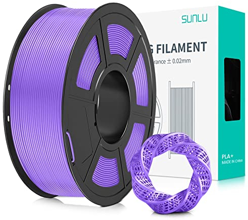 SUNLU PLA+ Filament 1.75mm, PLA Plus 3D Drucker Filament, Stärker belastbar, Neatly Wound, 1KG 3D Druck PLA+ Filament, Maßgenauigkeit +/- 0.02mm, Violett