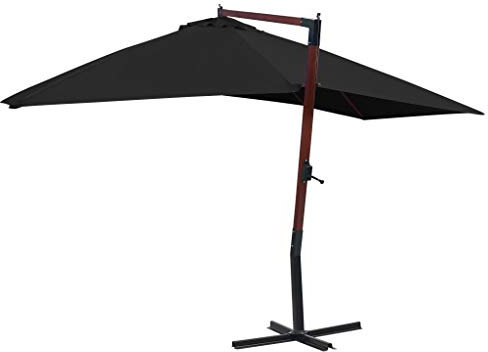 Festnight Ombrellone a Sbalzo con Palo Ombrellone Richiudibile da Giardino in Legno 400x300 cm Ombrello con Protezione UV + Panno in Poliestere per Balcone Colore Nero