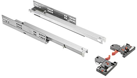 GTV Unterflurführung Schubladenschienen Vollauszüge Schubladenauszüge - 500 mm - Soft-Close Schienensystem - Slide Montageführung absenken - Belastbar bis 30 Kg - 1 Set = 2 Stück