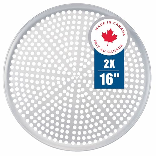 Norjac Pizza Pan with Holes, 16 Inch 2 Pack, Aluminum Pans for Oven, Round, Rust-Free & Heavy-Duty, Perforated Baking Tray for Crispy Crust
