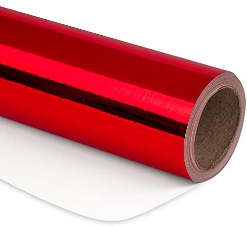 Ruspepa rött metalliskt omslagspapper – 43,2 cm x 10 m – enfärgat papper perfekt för bröllop, födelsedag, jul, babyshower