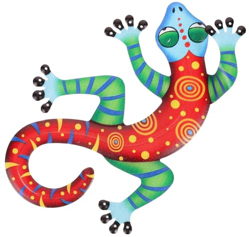 HEMOTON Gecko-Hängeanhänger Aus Eisen 3D Bunte Wanddekoration Für Zuhause Wohnzimmer Balkon Terrasse Garten Wandkunst-Handwerk
