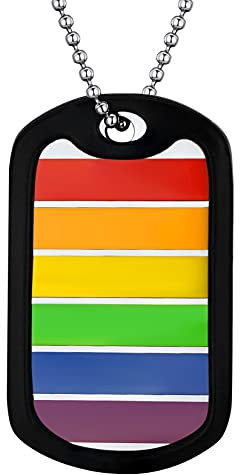 U7 Edelstahl Gay Pride Halskette LGBTQ Anhänger mit 60cm Kugelkette Homosexuell Lesben Erkennungsmarke Modeschmuck Accessoire für Männer Frauen