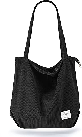 KALIDI cord Tasche Damen Umhängetasche mit Reißverschluss,Groß Shopper Tasche Tote Bag Handtasche Schultertaschen für Arbeit Büro Reisen Einkaufen Schule und Alltag