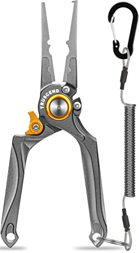 TRUSCEND Angelzange, Haken Lösezange, Hakenlöser Angelzubehör Multifunktionale Angeln Zangen Linie Cutter Angelschere, Aluminium/Edelstahl Angelzange Salzwasser, Angeln Geschenke für Männer