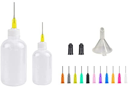 Spender-Flaschen-Set, 30/50 ml, Dosierflaschen mit Trichter und Dosiernadeln für Heimwerker, Quilling, Acrylmalerei, Ölflasche, Handwerk, Kunstwerke, Hobbys