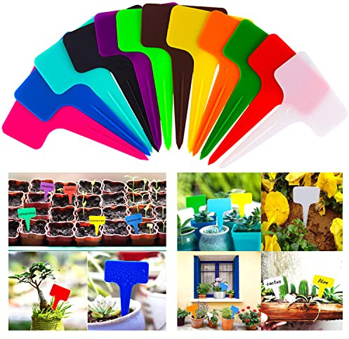 Etichette di plastica per piante, 120 Pezzi etichette impermeabili per piante da giardino, Marcatori di Piante in Plastica Tipo T, etichette riutilizzabili per fiori e ortaggi, frutta,