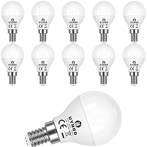 UYHGO LED Lampe E14 Warmweiss 3W, entspricht 25W Glühbirne, Leuchtmittel in Tropfenform (G45/P45), 3000K Warmweiß,180° Abstrahlwinkel Energiesparlampe, nicht Dimmbar, 10Stück