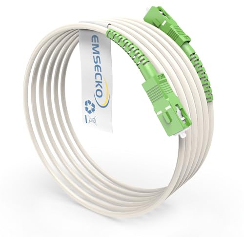 EMSECKO Câble Fibre Optique SC/APC 100% Compatible Orange, SFR, Bouygues - Haut Débit Stable, Faible Perte de Signal - Idéal pour Gaming, Streaming et Réseaux Domestiques - Flexible et Durable