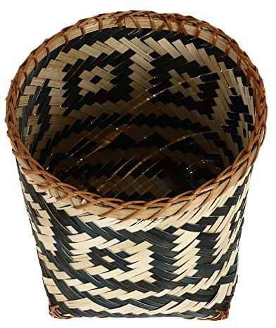 Angoily Poubelle En Osier - Corbeille À Papier Naturelle - Petite Poubelle Ronde Décorative Pour Salles De Bains Chambres Bureaux (Hauteur 21 Cm/8. 25 Pouces)