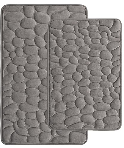 jianyana Memory Foam Badteppich 2-Teiliges Set Upgrade rutschfeste Badezimmermatten 40x60cm+50x80cm, Maschinenwaschbar Superweicher Badteppich Set