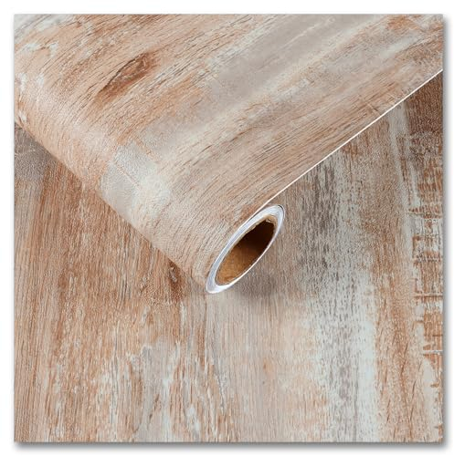 CRE8TIVE Carta Adesiva per Mobili Legno Marrone Grigio 30cm x 200cm Carta da Parati Autoadesiva Adesivo per Porta Carta da Parati Camera da Letto Carta Adesiva Effetto Legno Spessa Adesivi per Cucina
