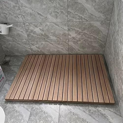 RENLXFI Holz Bad Matte, Dusche Matte Anti-Rutsch für Bad, für Home Spa Sauna Küche Pool und Hot Tub, große Outdoor-Dusche Boden Fuß-Plattform (Size : (17.7inx23.6in) 45x60cm)