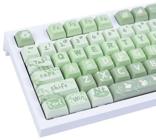 GEKUCAP PBT 133 Keys Anime Keycaps, Matcha Green Dye-Sublimation Customized Cute Keycap, XDA Profile Keycaps Set for Cherry Gateron MX Switches Mechanical Gaming Keyboards