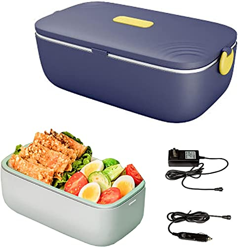 Boîte à déjeuner électrique 3 en 1, boîte à déjeuner chauffante portable, chauffe-plats pour voiture, camion, maison, récipient anti-fuite 1 L, violet