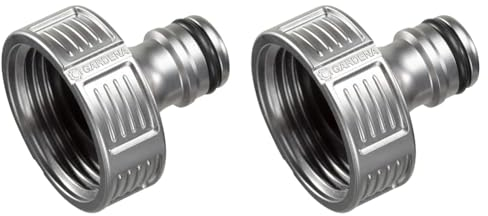 Gardena Premium Hahnverbinder 33,3 mm (G 1 Zoll): Adapter für Wasserhähne, wertiges Metall, spritzfreier Wasserfluss, frostsicher, verpackt (18242-20) (Packung mit 2)