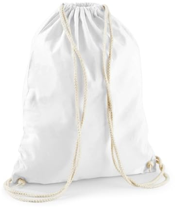 minimutz Turnbeutel Baumwolle zum Zuziehen - Schuhbeutel zum Bemalen Bedrucken - Sportbeutel Gymbag Jute Rucksack (weiß)