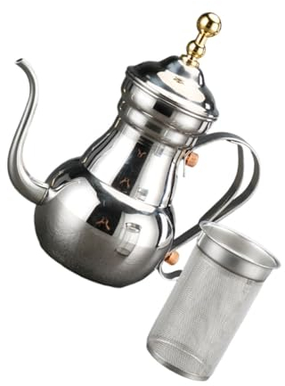 Garneck Stainless Steel Teapot Long Spout Kettle for Home Tea Brew Filter Mesh for Coffee Pot Use