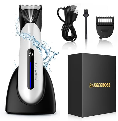 BarberBoss Body Groomer for Men – Groin, Pubic & Ball Hair Trimmer | Waterproof Men's Body Shaver, Rechargeable Pube Trimmer