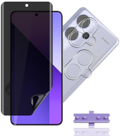 Privacidad Protector de Pantalla para Xiaomi Redmi Note 13 Pro Plus 5G, 1 Piezas Antiespia Película TPU y 2 Piezas Protector Lente Cámara, Privacy Película Protectora para Redmi Note 13 Pro Plus 5G