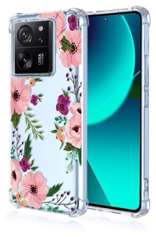 ATISIJIE Funda para Xiaomi 13T/13T Pro/Redmi K60/K60 Ultra,para Niñas y Mujeres,Diseño de Florales Flores a Prueba de Golpe Transparente Funda para Xiaomi 13T/13T Pro/Redmi K60/K60 Ultra-A99