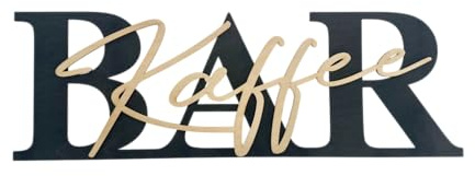 Kaffee-BAR Schild mit 3D-Schriftzug aus Holz (30cm) Schwarz