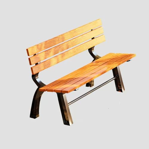 SORVA Hölzerne Terrassen-Gartenbank, wetterfeste Parkbank für den Außenbereich, Tragkraft 300 kg, Rahmen aus Gusseisen und Aluminiumguss, für Terrassen- und Verandaterrasse (Farbe: B2, Größe: 120