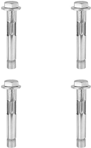 4 Stück M10 x 60 mm Dehnschrauben, Edelstahl-Sechskant-Dehnschrauben, robuste Befestigungsanker für Beton, Mauerwerk und Ziegelwand