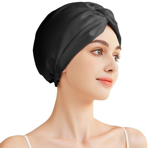 Beaulyn Seidenhaube Zum Schlafen,100% Echte 22 Momme Maulbeerseide Silk Bonnet,Schlafhaube Seide FüR Die Nacht Haare SchüTzen,Damen Atmungsaktive Satin SchlafmüTze Mit Hochwertigem Elastikband