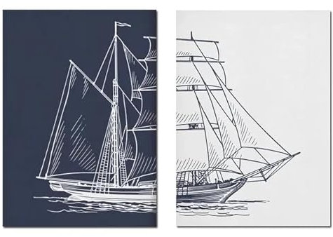 JIANGSHANDAIYOUCAIREN 2pcs Segeln Poster Leinwand Malerei Wall Art Print Bild Nordic Wohnzimmer Home Decor Kein Rahmen-50x70cmX2