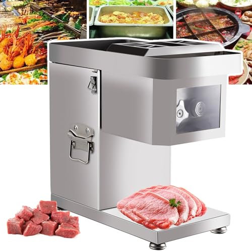 Cortadora de carne comercial de 1500 W, máquina trituradora, cortadora de carne eléctrica de acero inoxidable, interruptor de un toque + cuchilla desmontable, se puede cortar en rodajas, triturar y