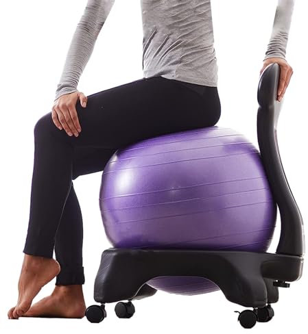 Office Home Stable Balance Ball Haltung Stuhl - Yoga Pilates Fitnessübungen Physiotherapie Schreibtischstuhl mit Luftpumpe