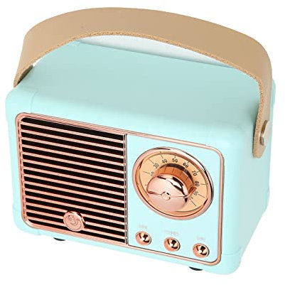 XUMIUZIY Altavoz Retro Bluetooth5.0, Altavoz Vintage sin Cables, Lindo Altavoz Estéreo de Alta Fidelidad Portátil de 360° para el Hogar, Oficina, Viajes Al Aire Libre (Blue)