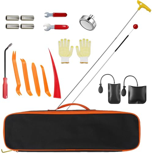 Suplong Car Tool Kit 22 Pieces, Professional Car Emergency Repair Kit, Essential Car Lockout Kit with Long Reach Grabber, Air Wedge Pump, J-Hook, Trim Removal Tool, Storage Bag for Cars Doors Windows