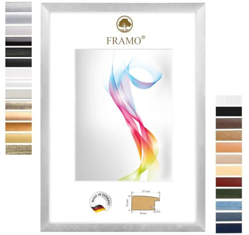 FRAMO Holz Bilderrahmen 40 x 105 cm (Bildmaß) in Alu-Criss-Cross | Größe wählbar | Rahmen für Poster | Puzzle | Foto collage | Maßanfertigung | Fotorahmen nach maß