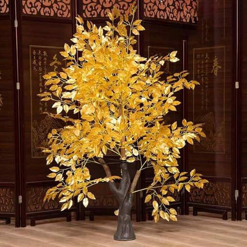 QICBYING Árboles De Cerezo Artificiales, Cerezo Rosa De Imitación, para Decoración del Hogar, Bodas, Fiestas, Jardín, Oficina, Planta Artificial, Enredaderas De Flores Falsas(Gold)